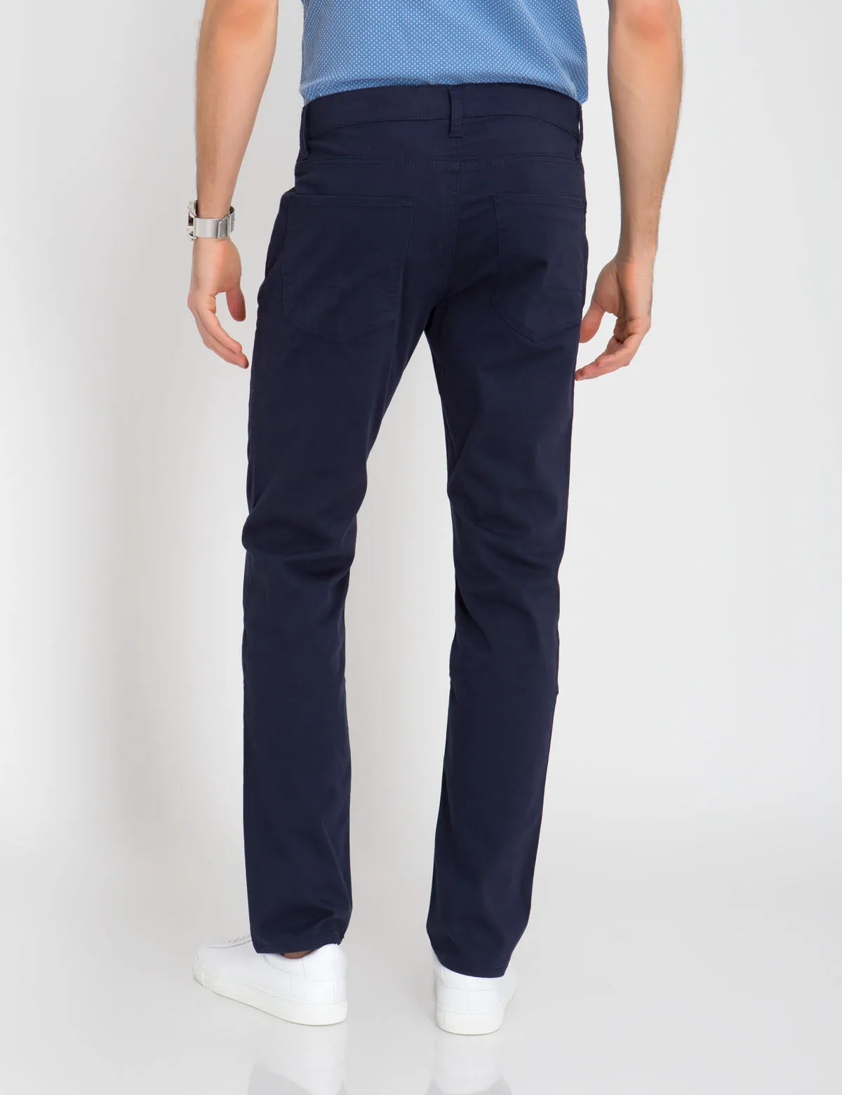 STRETCH SLIM SATEEN PANTS