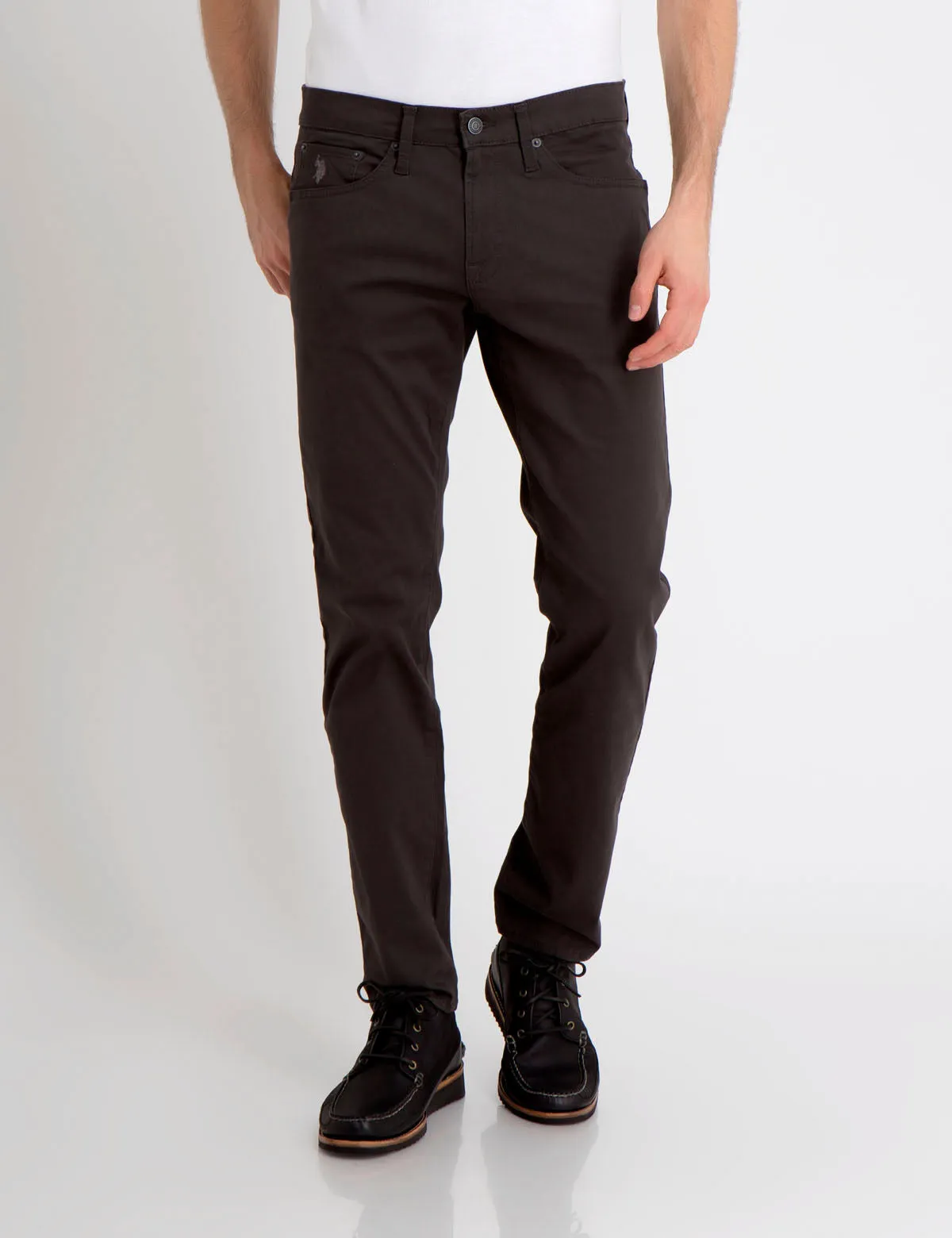 STRETCH SLIM SATEEN PANTS