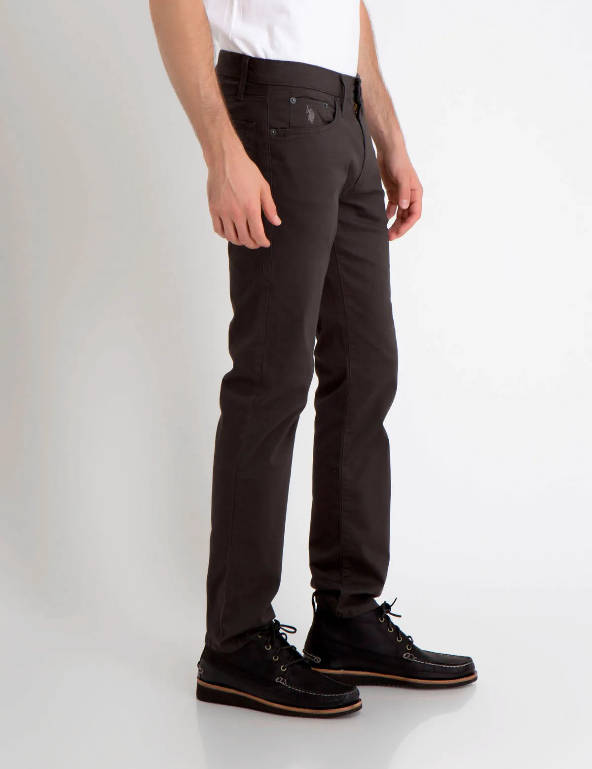STRETCH SLIM SATEEN PANTS