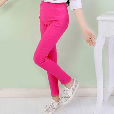 Summer Elestic Waist Children Pants Girls Jeans Pants Candy Color Solid Causal Jeans For Baby Girl Leggings