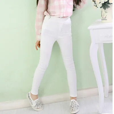Summer Elestic Waist Children Pants Girls Jeans Pants Candy Color Solid Causal Jeans For Baby Girl Leggings