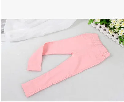 Summer Elestic Waist Children Pants Girls Jeans Pants Candy Color Solid Causal Jeans For Baby Girl Leggings