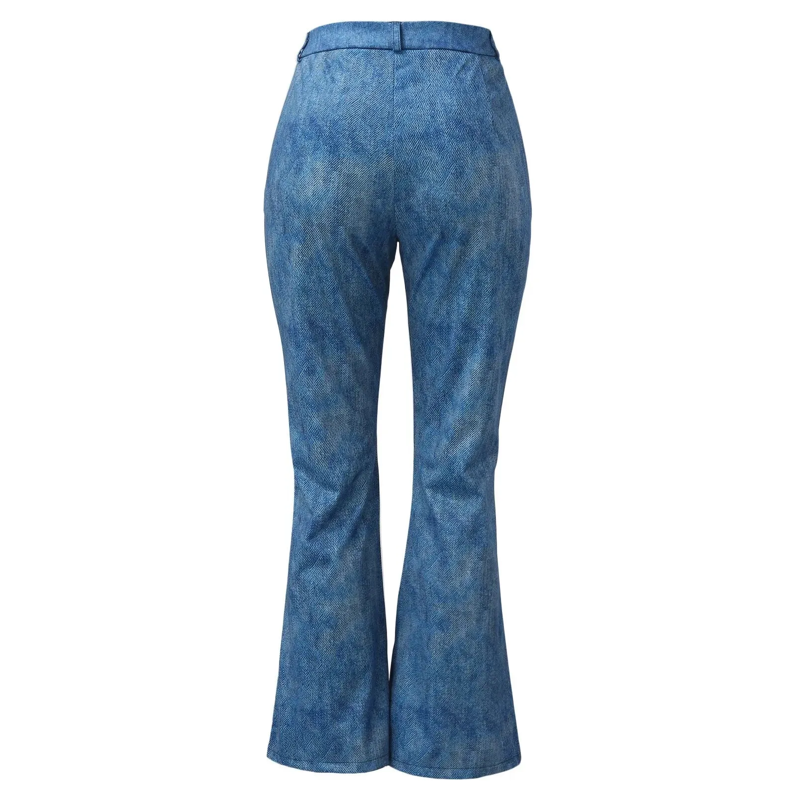 Summer Women Cargo Pants Cotton High Waist Jeans Printed Pattern Flared Hem Jeans Stretch Flared Bottoms Hiking Pants Streetwear