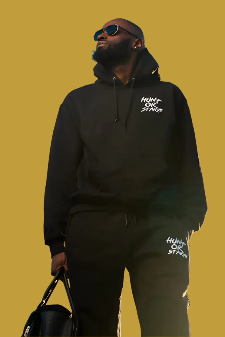 The Hunt or Starve 2-Piece Slogan Hoodie Set