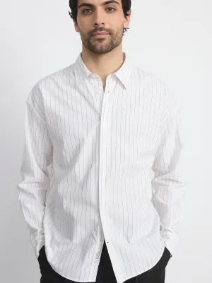 The Loose Pinstripe Shirt in White