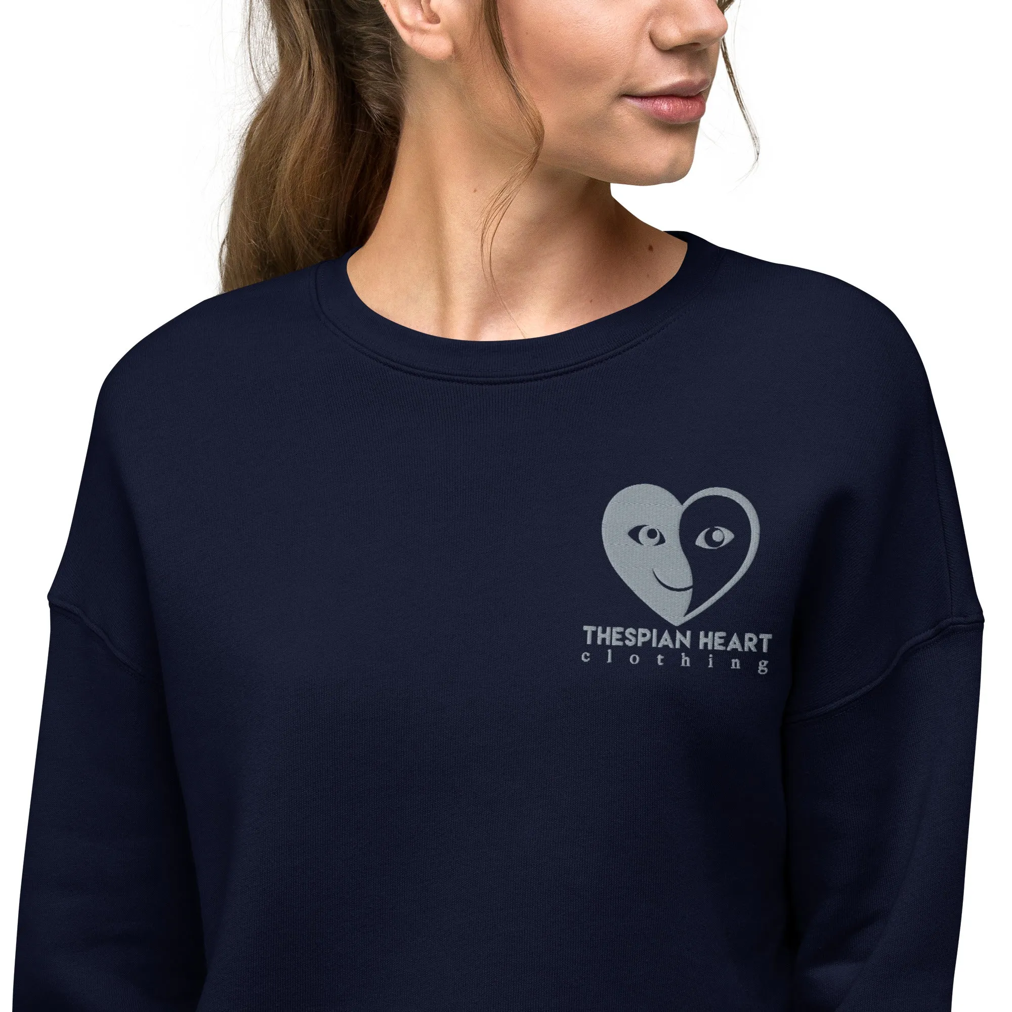Thespian Heart Logo - Embroidered Crop Top Sweatshirt
