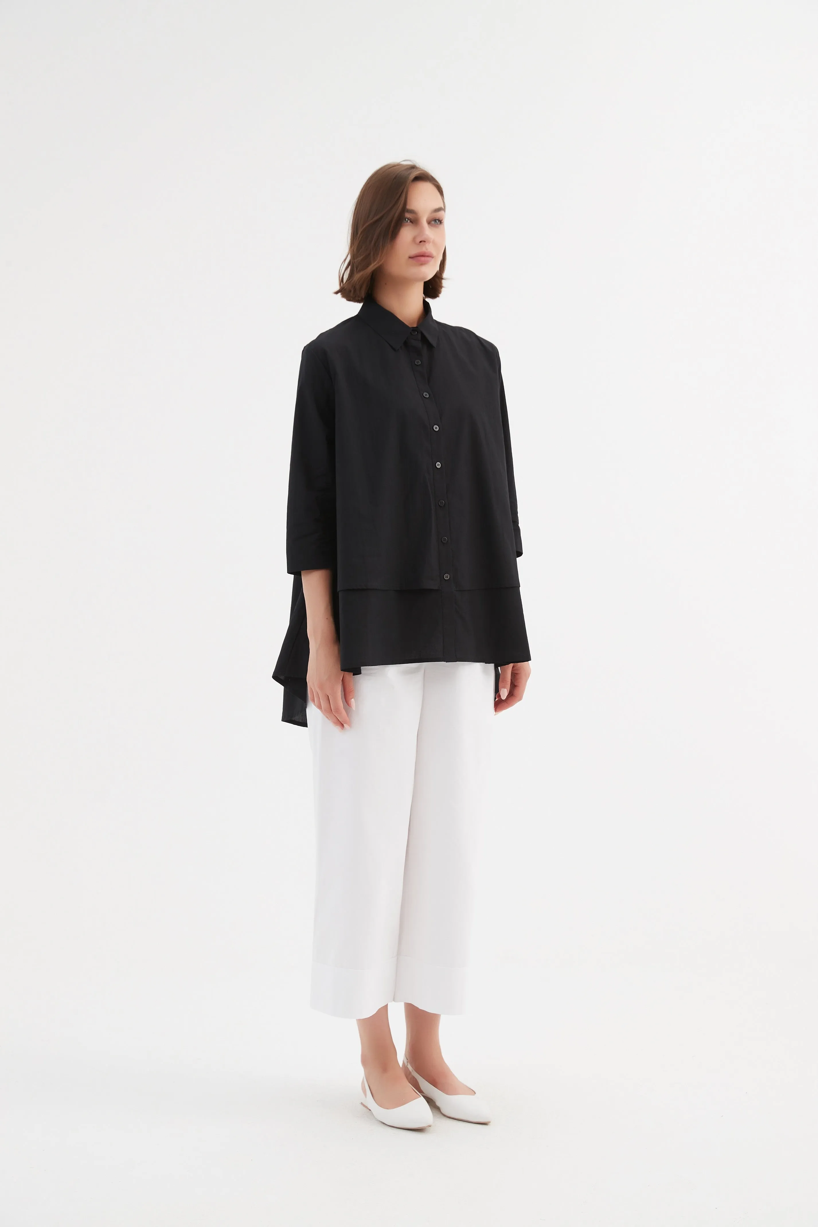 Tiered Front Shirt Black