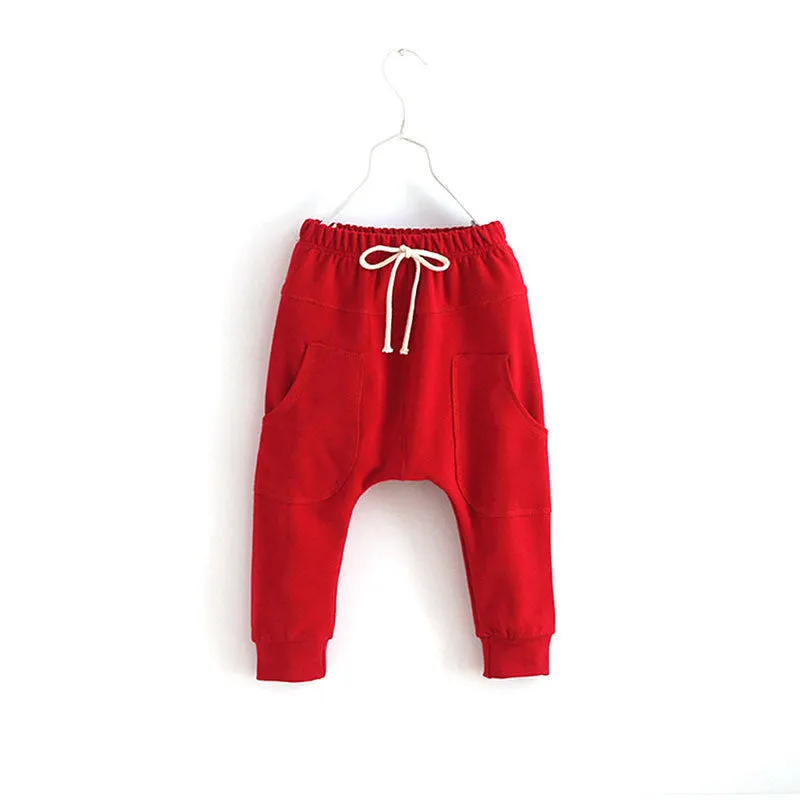 Toddler Child Jersey Harem Pants Baby Boy Bottoms Girl Elastic Trousers 2-7Y