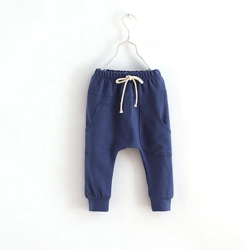 Toddler Child Jersey Harem Pants Baby Boy Bottoms Girl Elastic Trousers 2-7Y