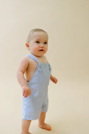 Toddler Knotted Shortalls | Blue Stripes