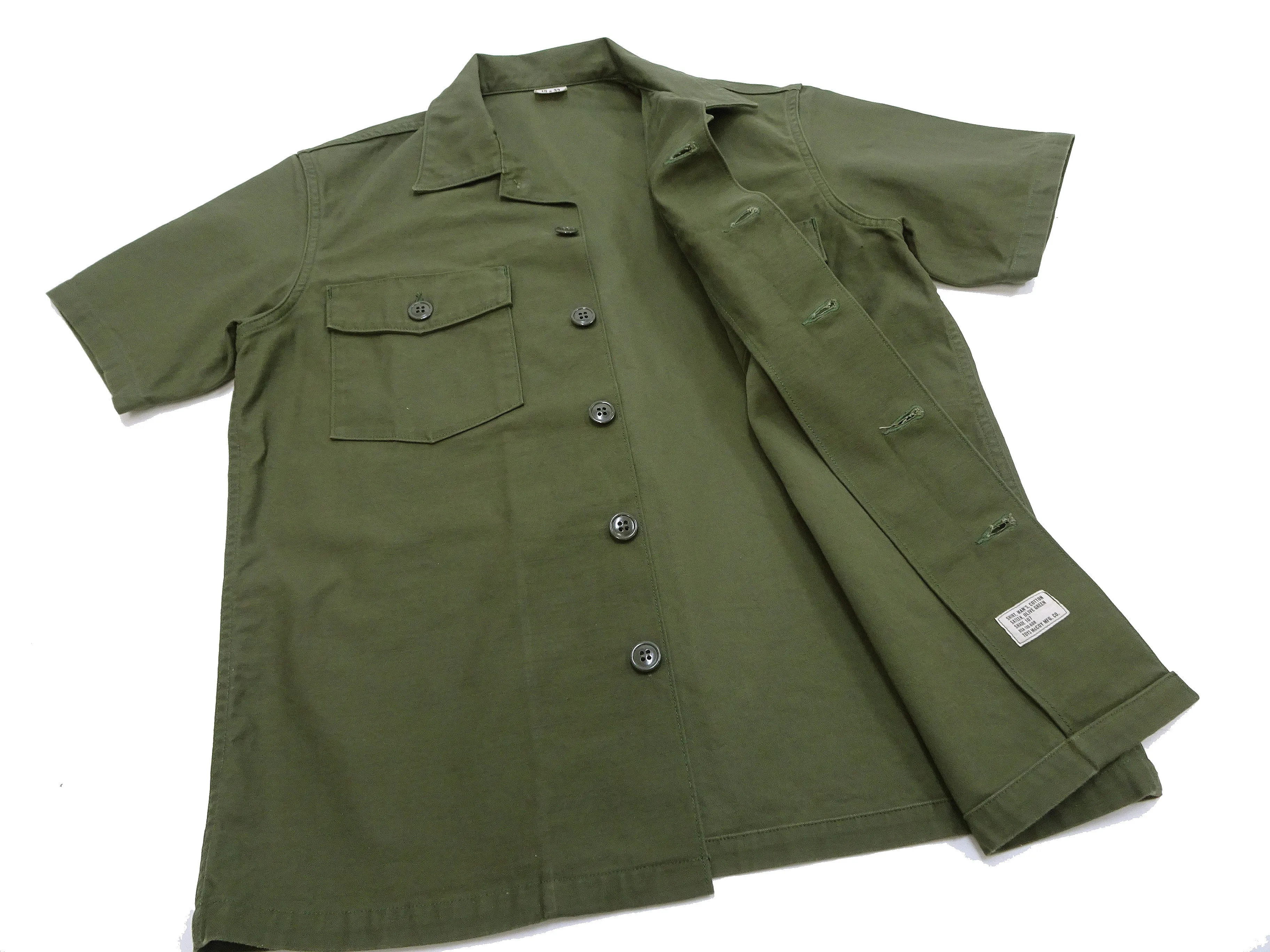 TOYS McCOY Men's Short-Sleeve Shirt - Reproduction of the U.S. Army OG-107 Utility Shirt (Modified Short-Sleeve Version) TMS2505 Olive