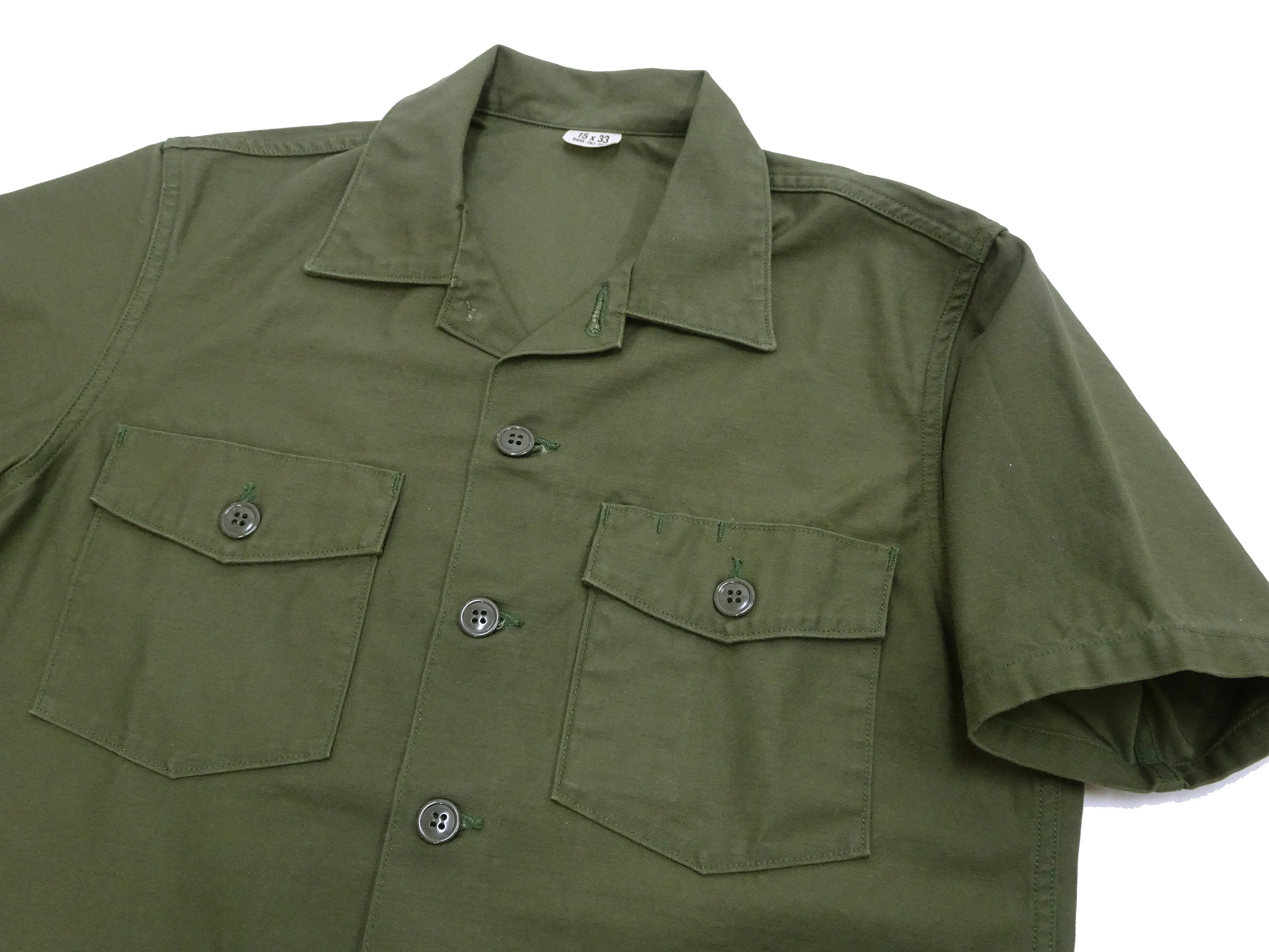 TOYS McCOY Men's Short-Sleeve Shirt - Reproduction of the U.S. Army OG-107 Utility Shirt (Modified Short-Sleeve Version) TMS2505 Olive