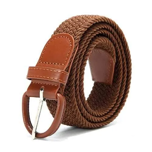 Unisex Mens Women Stretch Elastic Belt Fashion Alloy Pin Buckle Belt Waistband Pants Strip