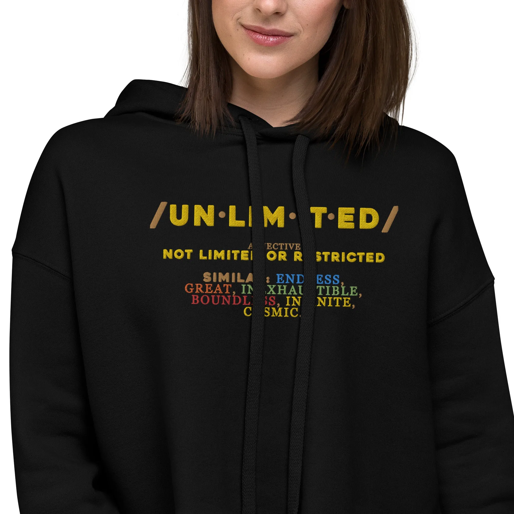 Unlimited - Embroidered Crop Top Hoodie