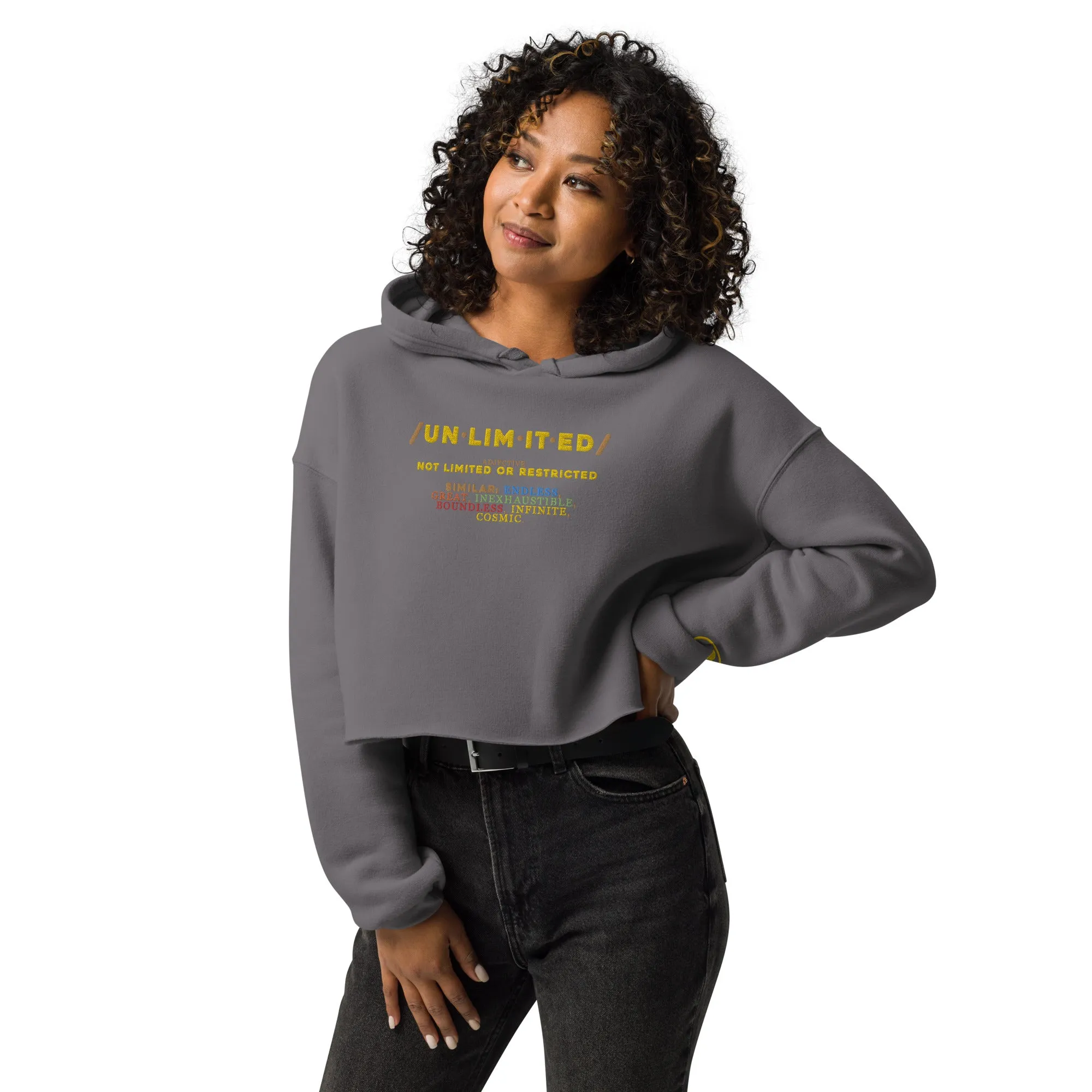Unlimited - Embroidered Crop Top Hoodie