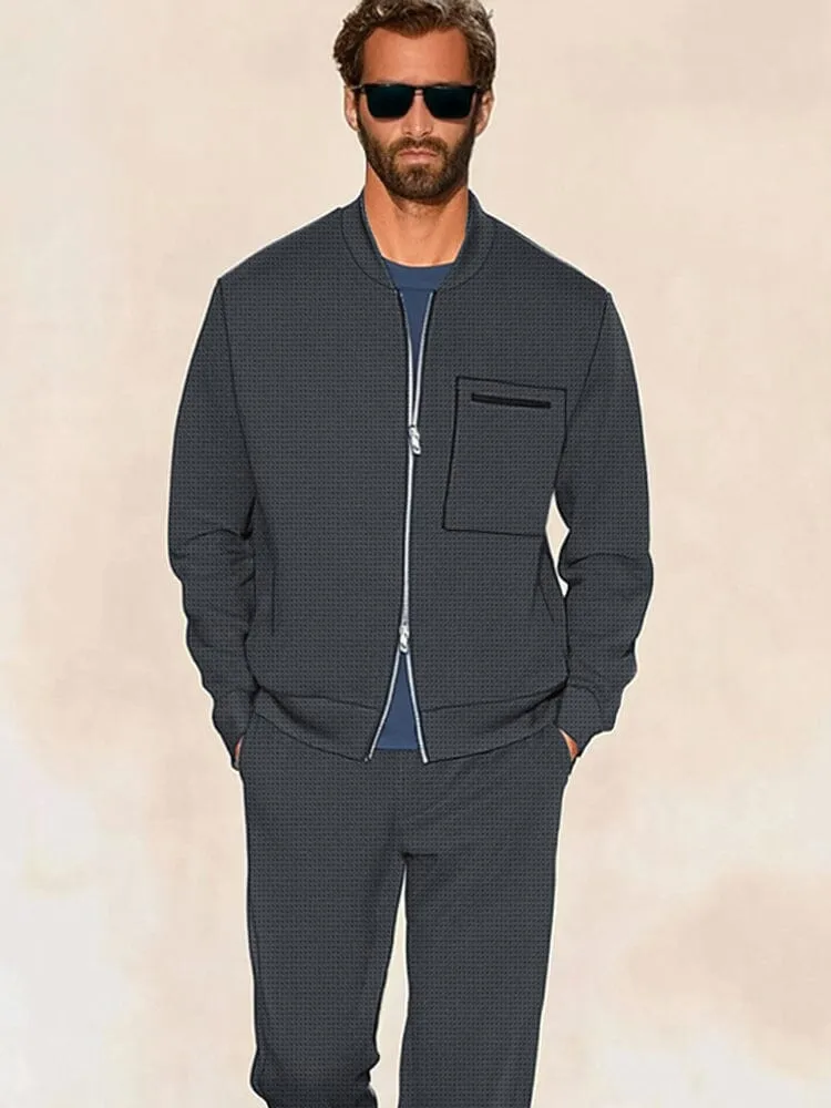 Urban Fashion Waffle Jacket Set