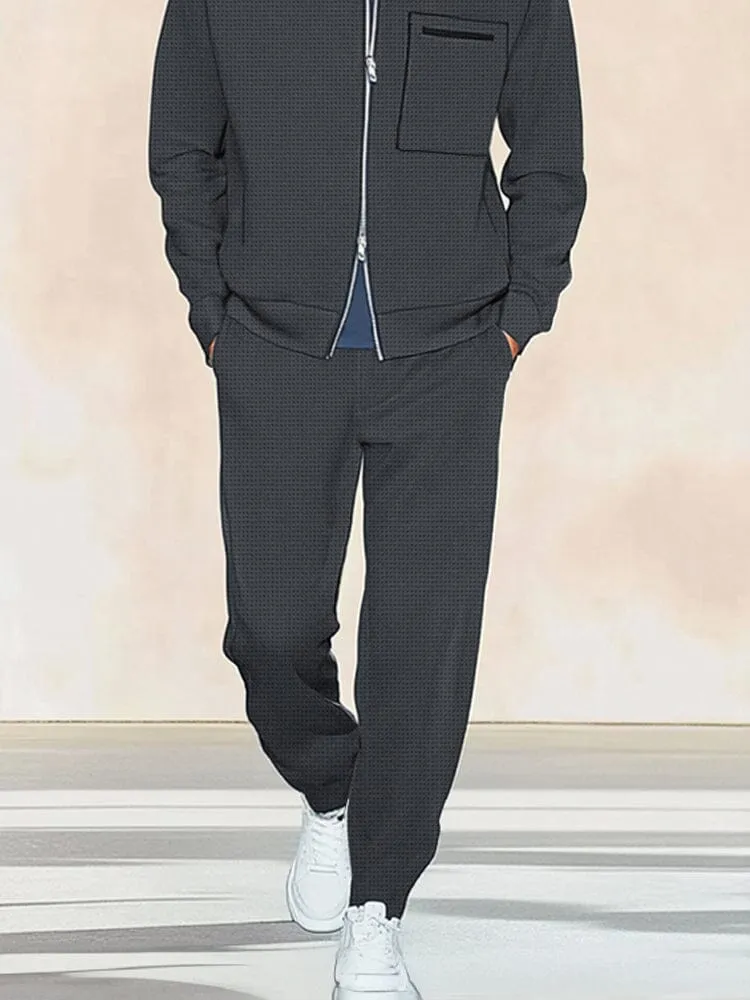 Urban Fashion Waffle Jacket Set