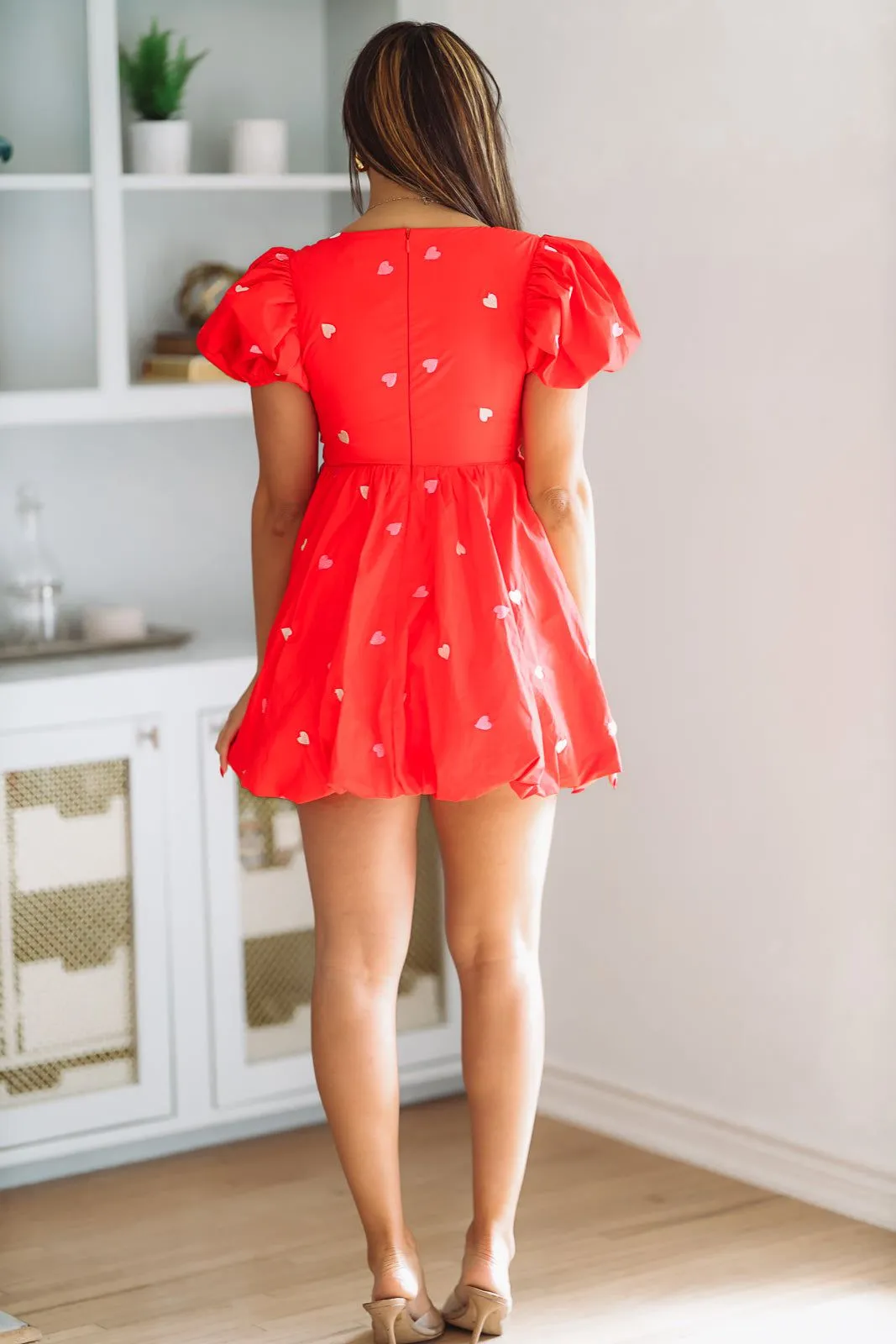 Valentines Bash Heart Babydoll Dress - Red Pink and Cream