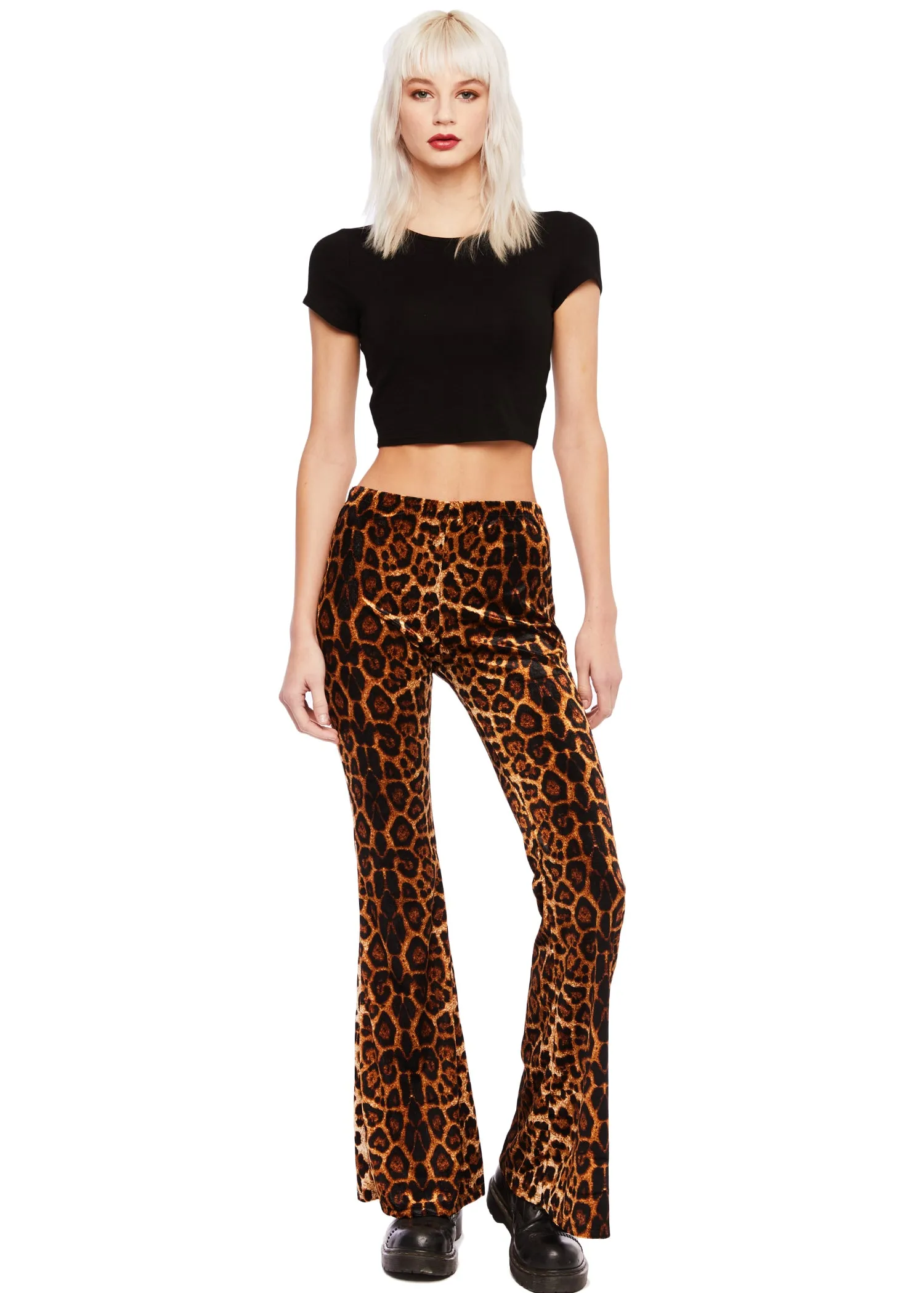 Welcome to the Jungle Leopard Bell Bottom Velvet Pants