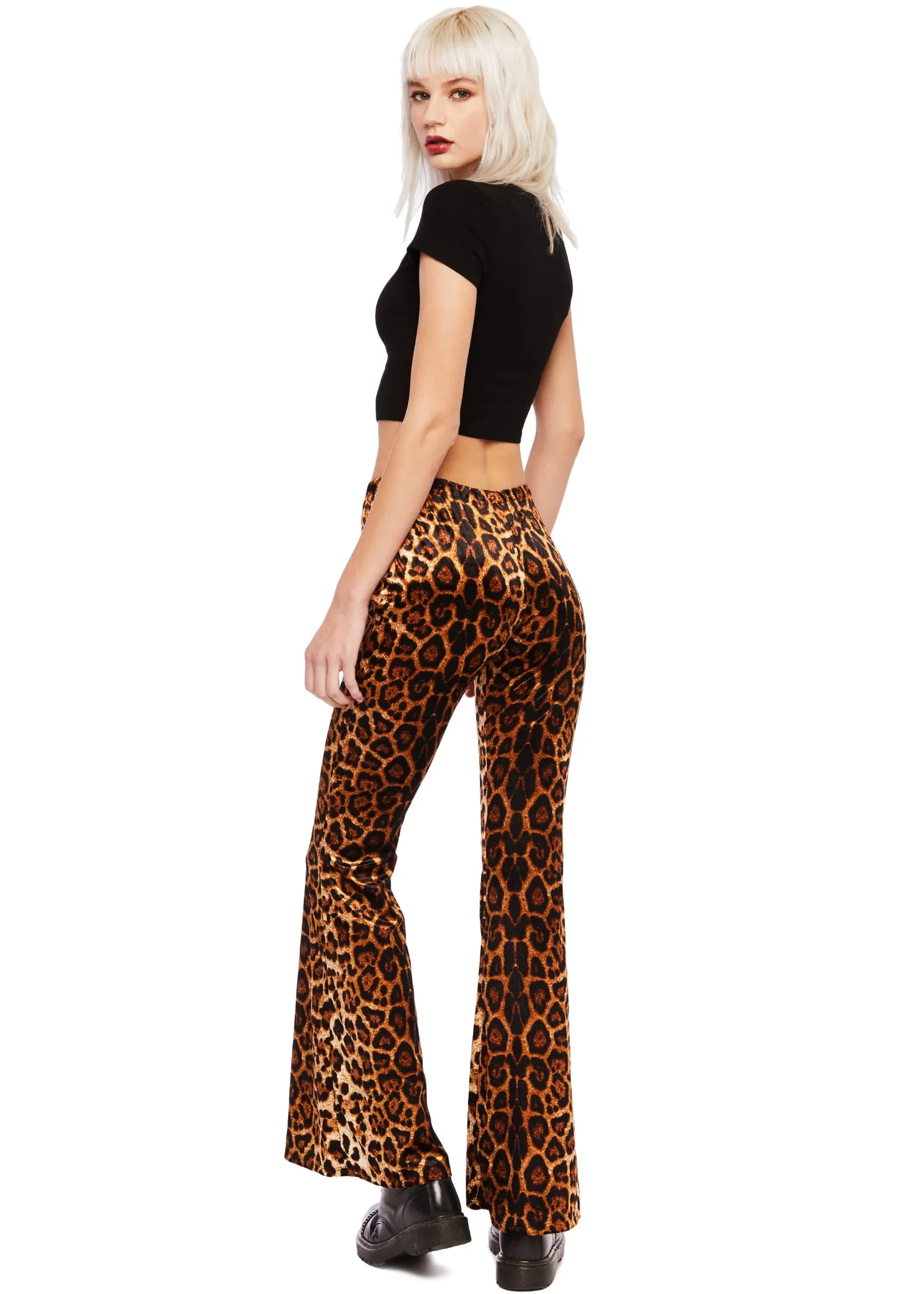Welcome to the Jungle Leopard Bell Bottom Velvet Pants