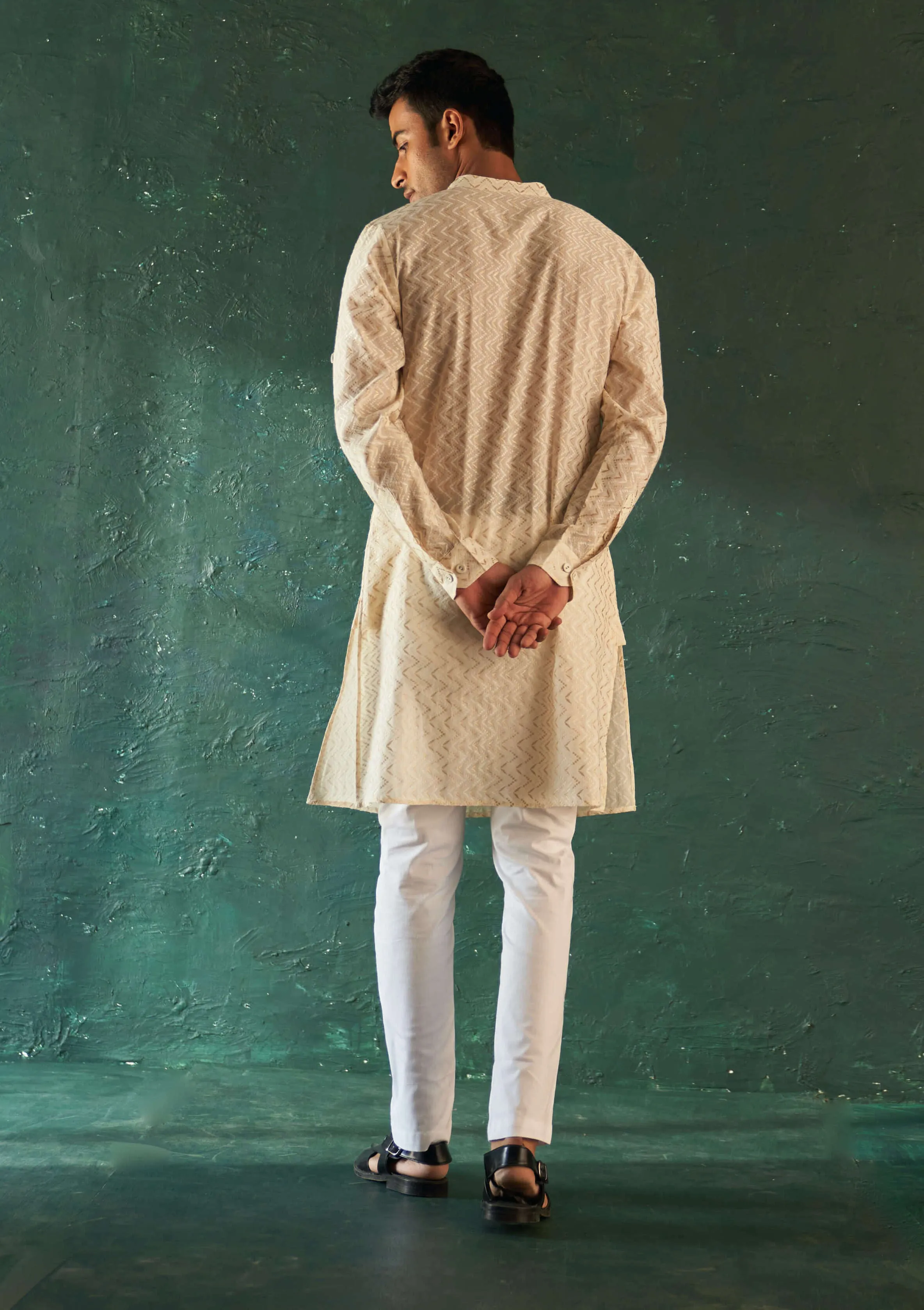 White classic straight kurta and pants
