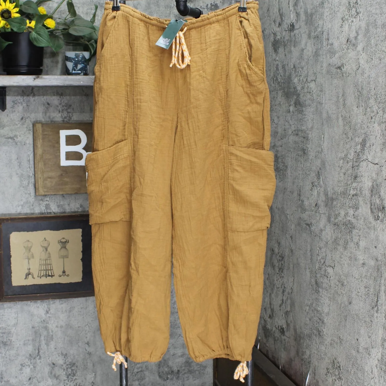 Wild Fable Wide Leg Relaxed Gauze Cargo Pants Brown Coral XL