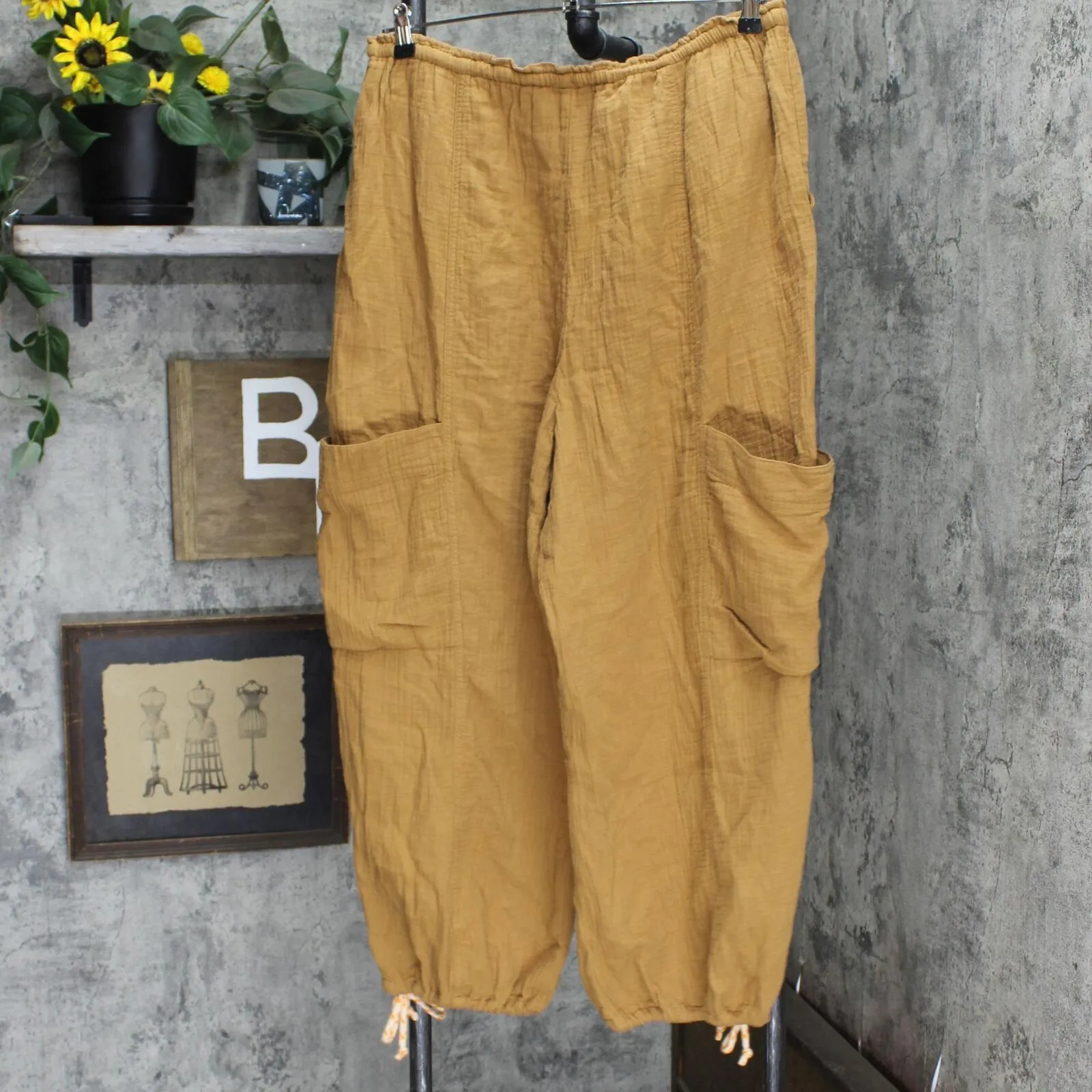 Wild Fable Wide Leg Relaxed Gauze Cargo Pants Brown Coral XL