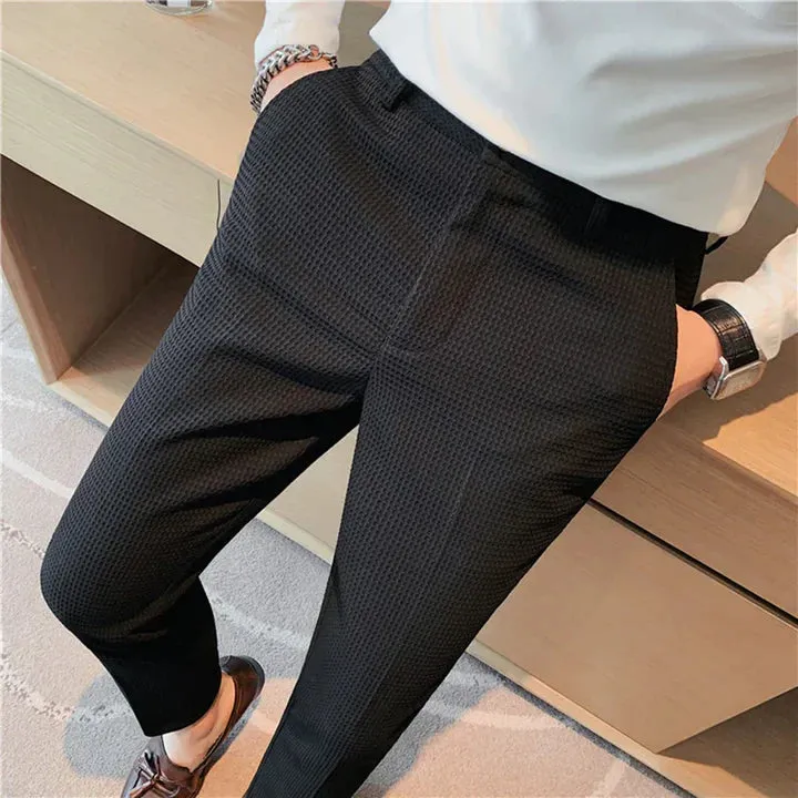 Willem - casual trousers in waffle fabric