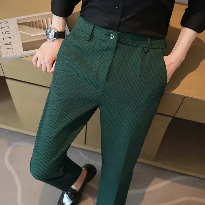 Willem - casual trousers in waffle fabric