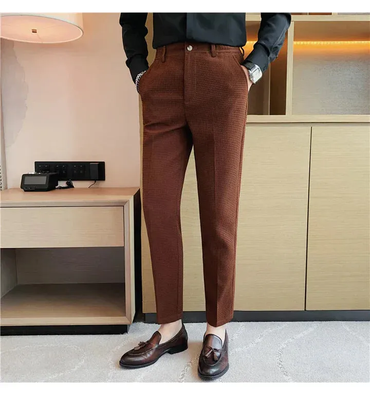 Willem - casual trousers in waffle fabric