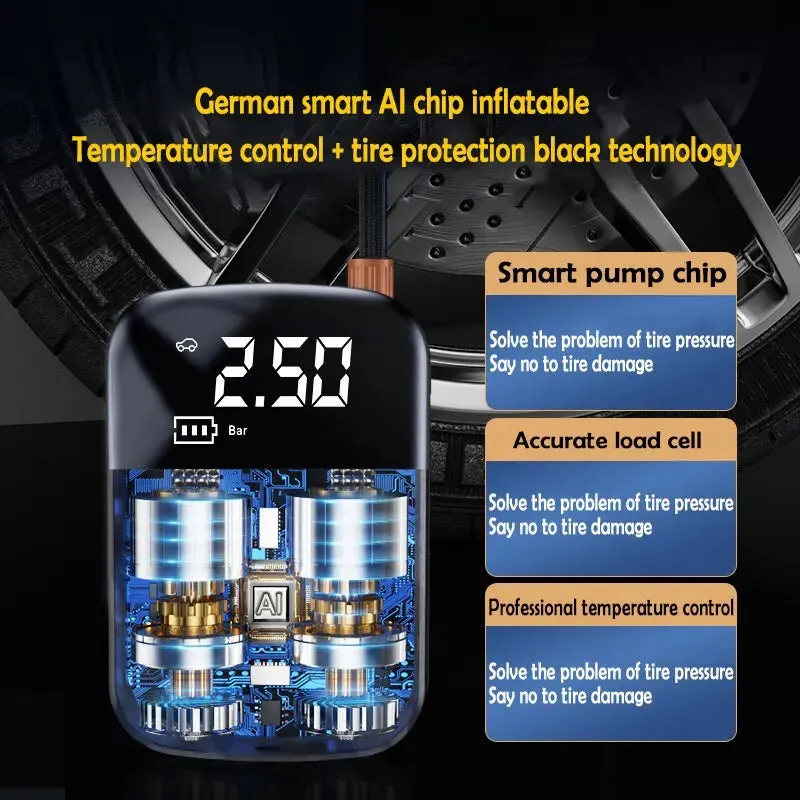 Wireless Car Tire Air Compressor Pump Electric Tire Inflator Pump for Motorcycle Bicycle Boat Auto