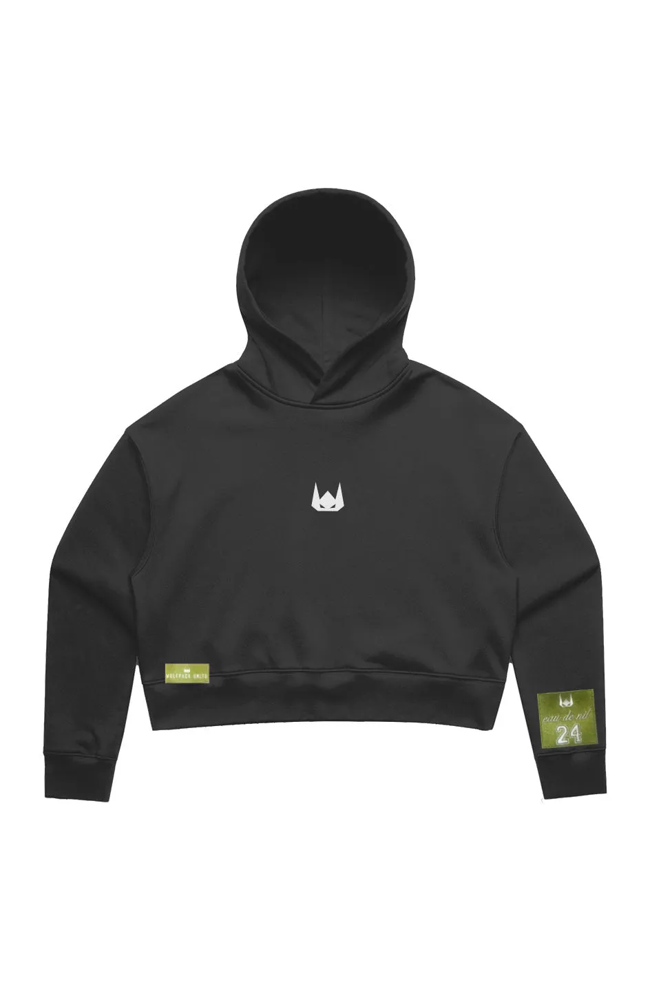 WOLFPACK UNLTD WOMEN RELAXXED CROP TOP HOODIE | BLACK