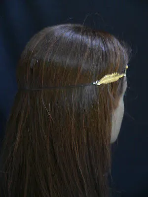 Women Big Gold Metal Leaf Head Chain Band Grecian Headband