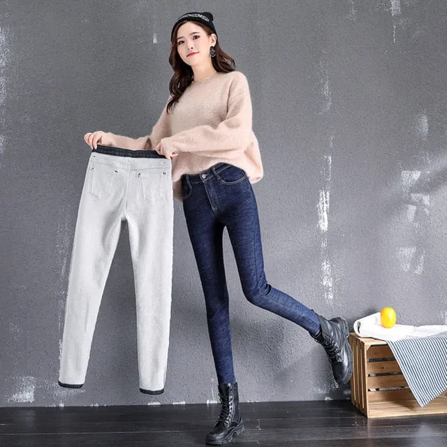 Women Fleece Lined Skinny Jeans