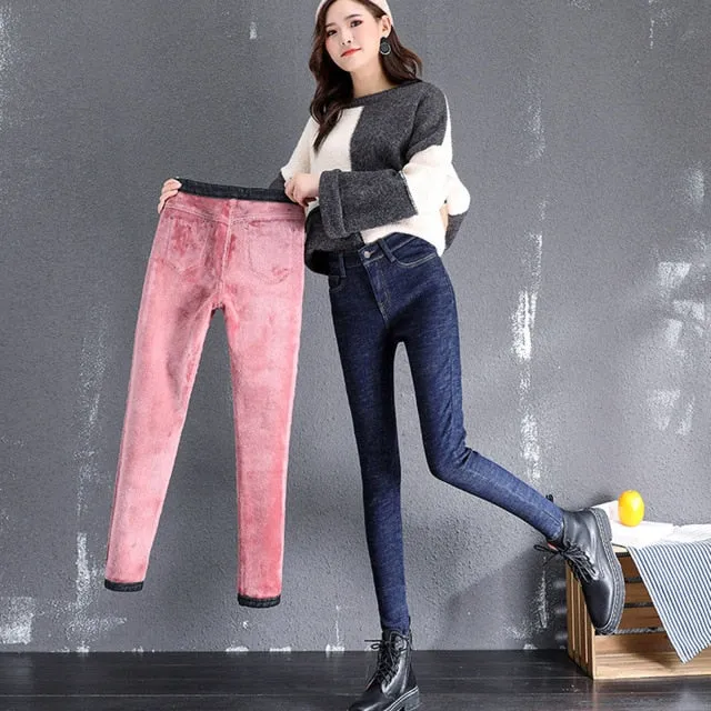 Women Fleece Lined Skinny Jeans