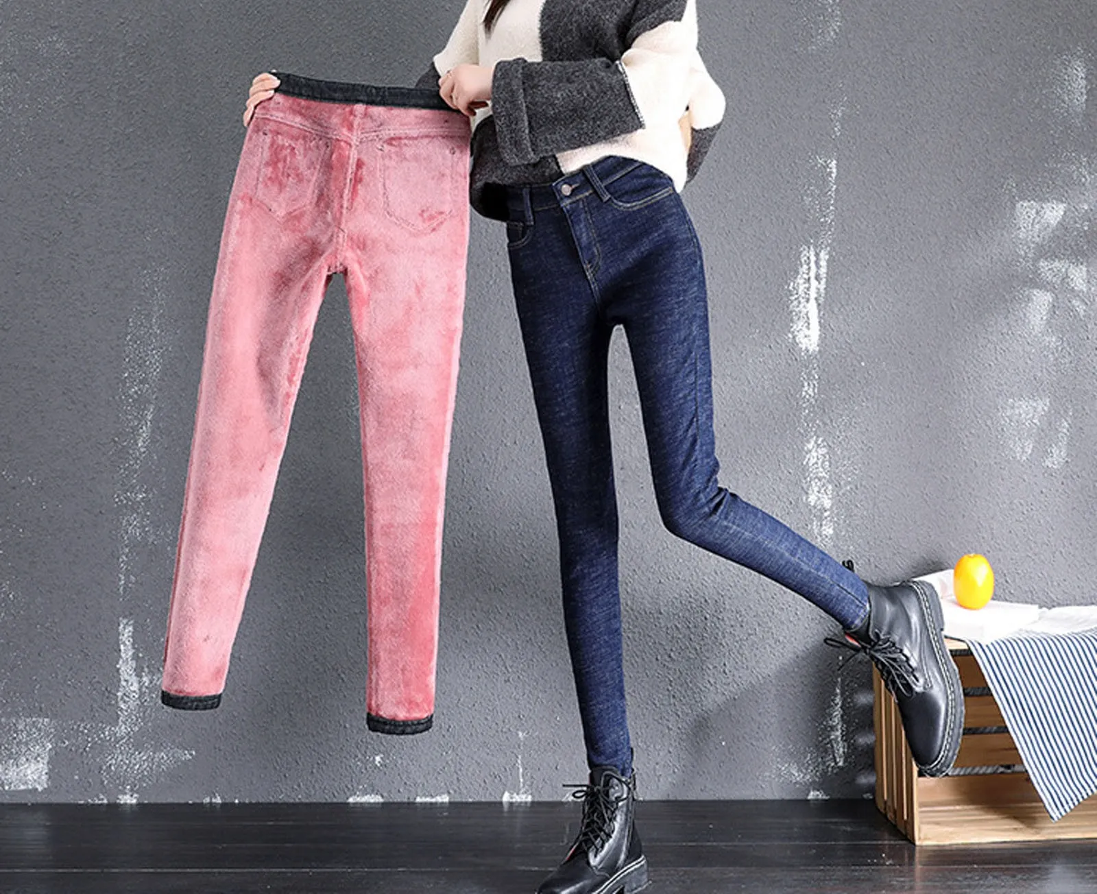 Women Fleece Lined Skinny Jeans