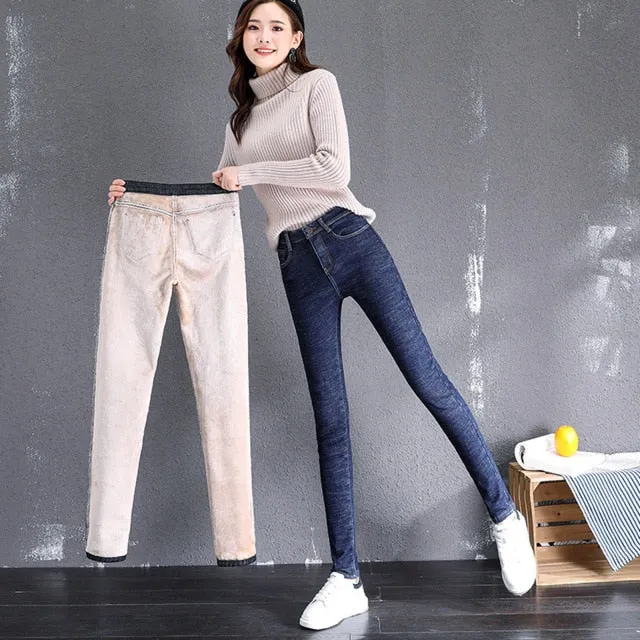 Women Fleece Lined Skinny Jeans
