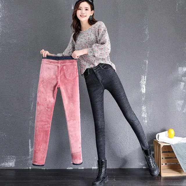 Women Fleece Lined Skinny Jeans