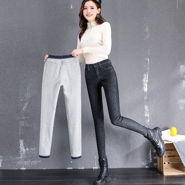 Women Fleece Lined Skinny Jeans