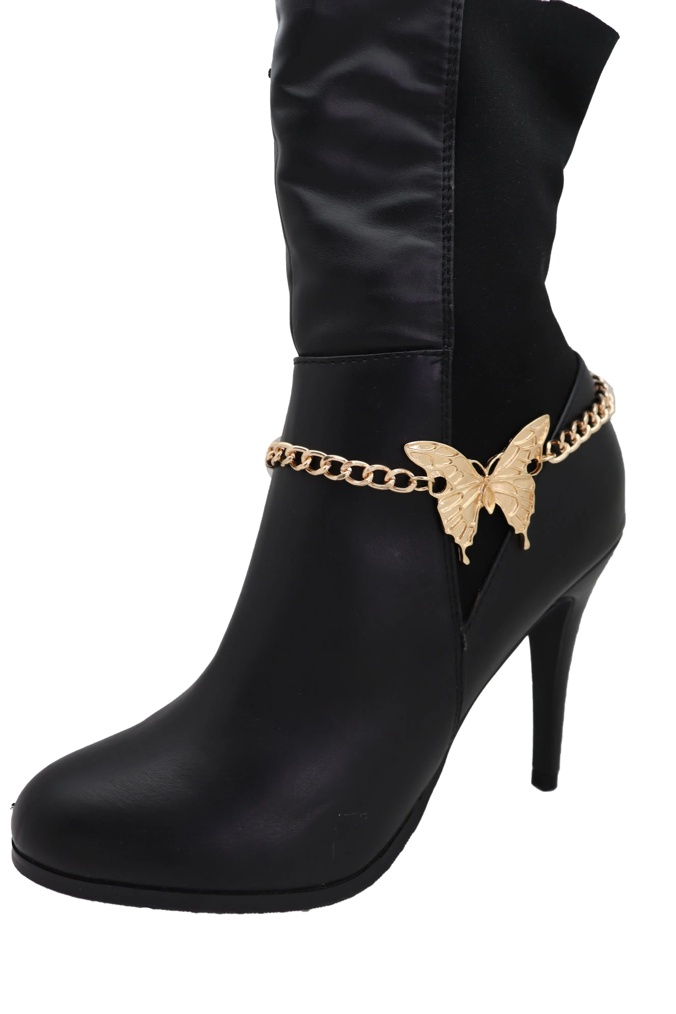 Women Gold Metal Boot Chain Bracelet Anklet Heel Shoe Butterfly Charm Jewelry Spring Summer Style