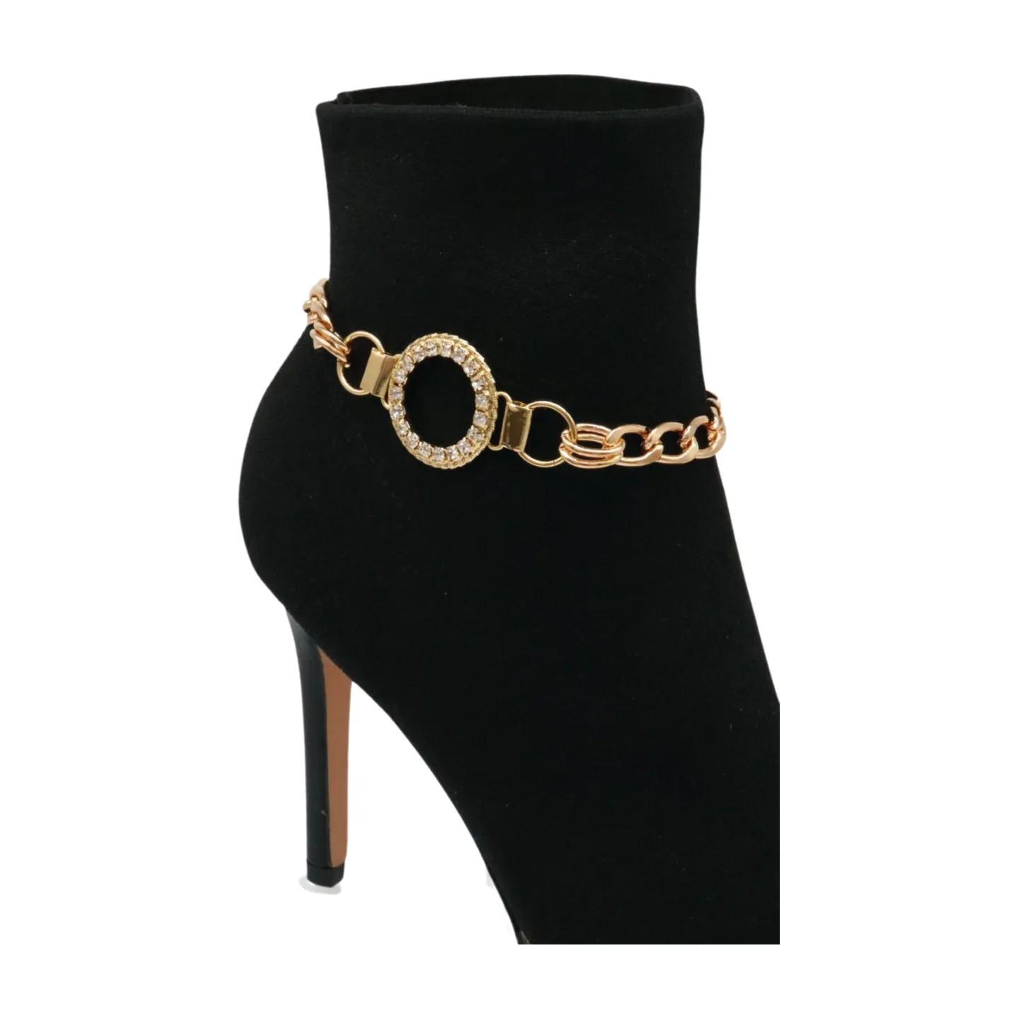 Women Gold Metal Boot Chain Bracelet Shoe Bling Circle Charm