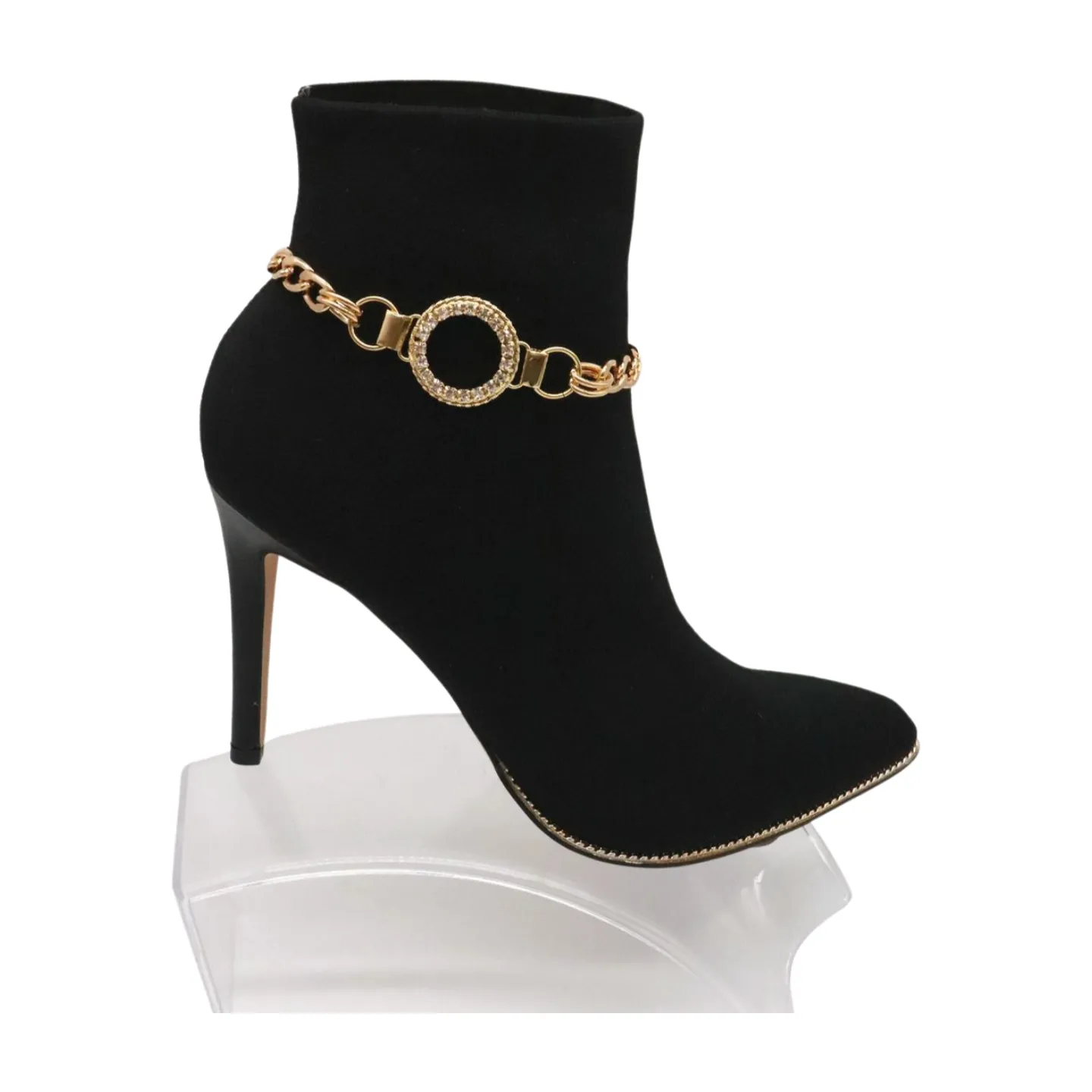 Women Gold Metal Boot Chain Bracelet Shoe Bling Circle Charm