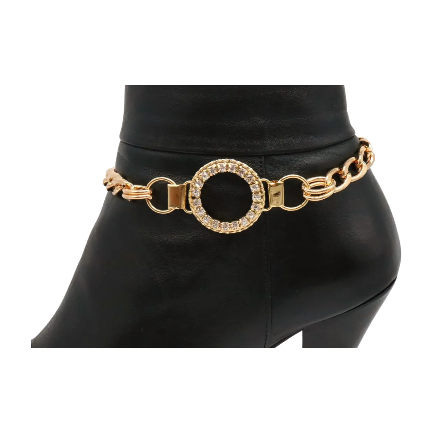 Women Gold Metal Boot Chain Bracelet Shoe Bling Circle Charm