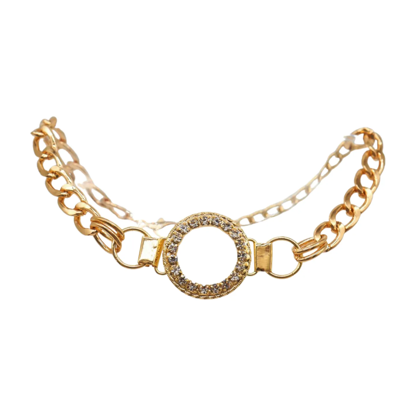 Women Gold Metal Boot Chain Bracelet Shoe Bling Circle Charm