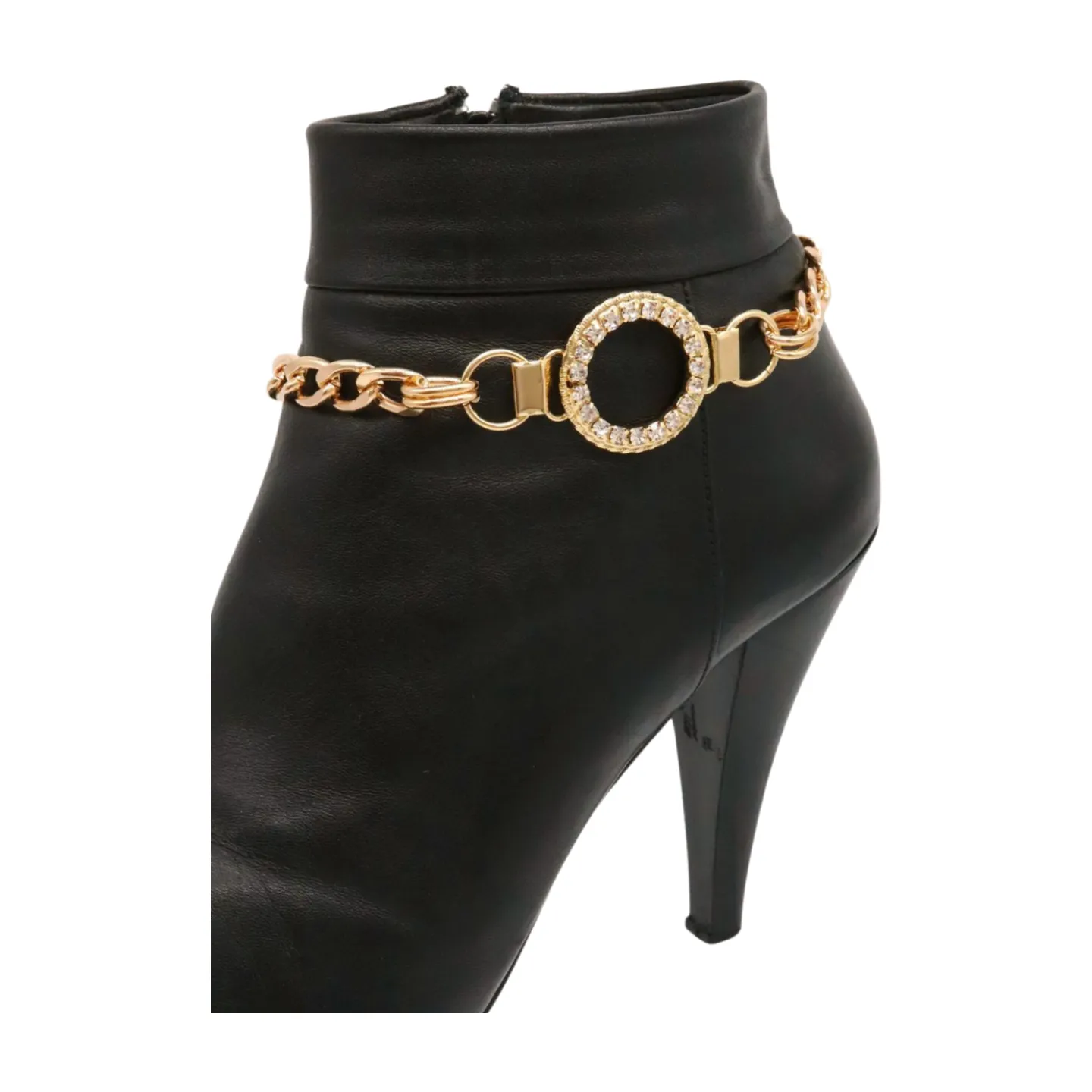 Women Gold Metal Boot Chain Bracelet Shoe Bling Circle Charm