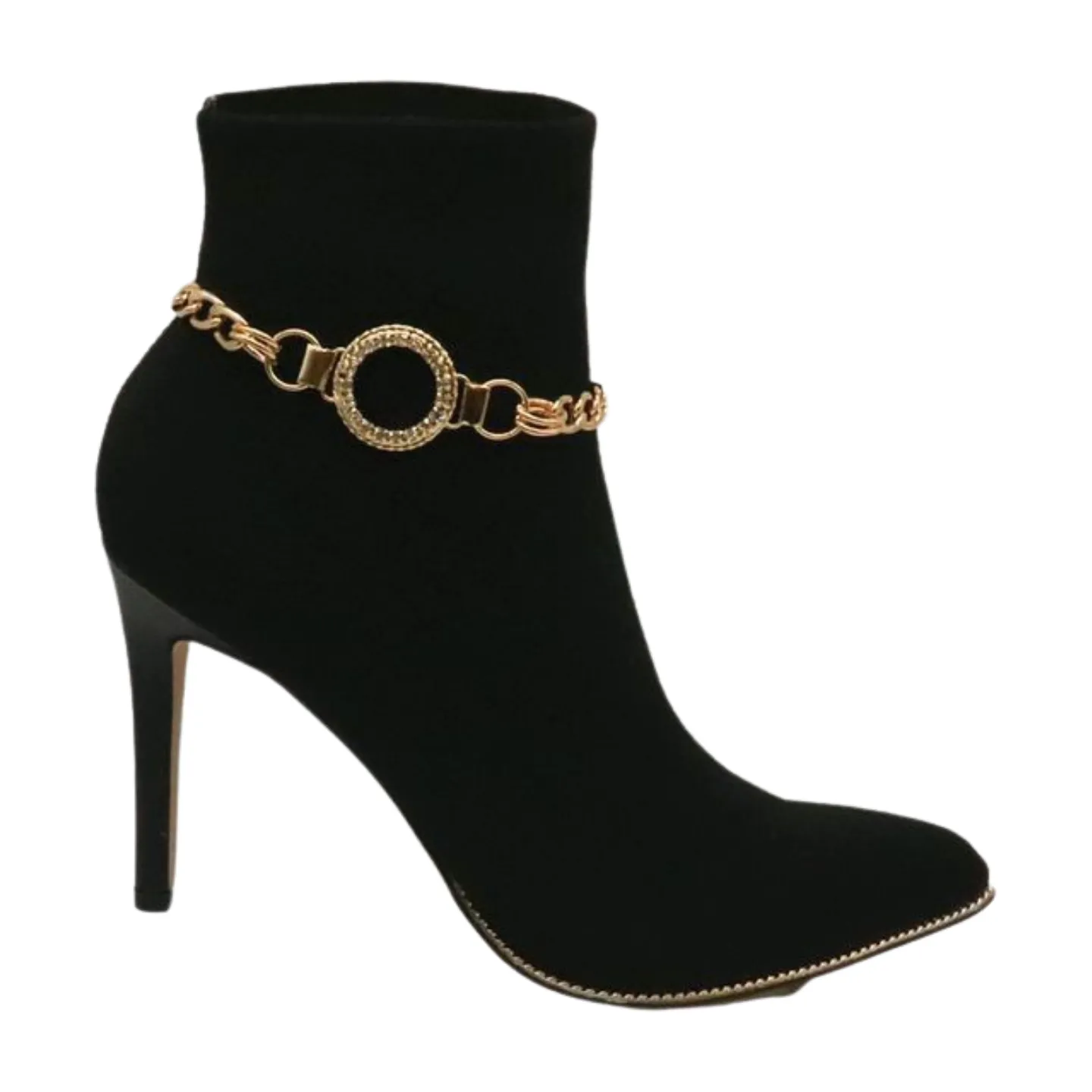 Women Gold Metal Boot Chain Bracelet Shoe Bling Circle Charm
