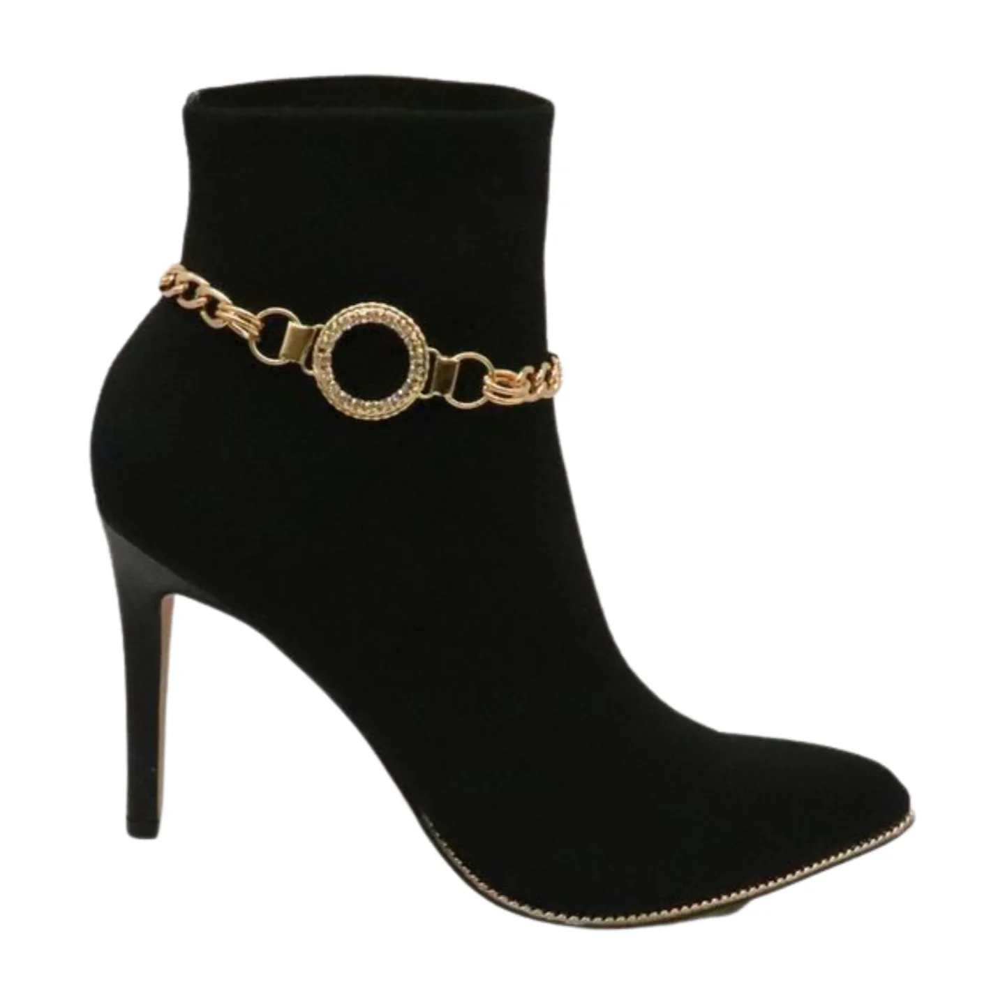 Women Gold Metal Boot Chain Bracelet Shoe Bling Circle Charm