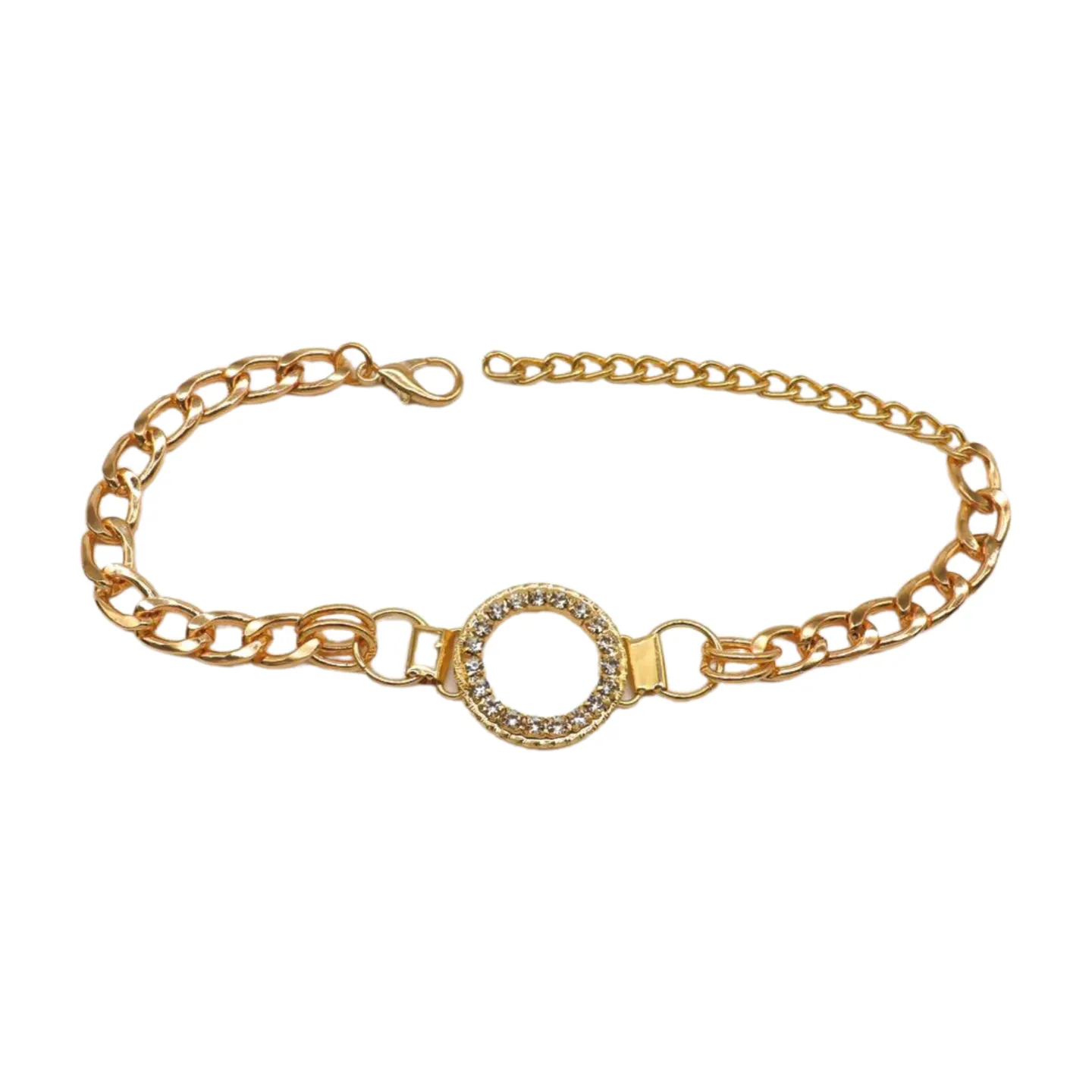 Women Gold Metal Boot Chain Bracelet Shoe Bling Circle Charm