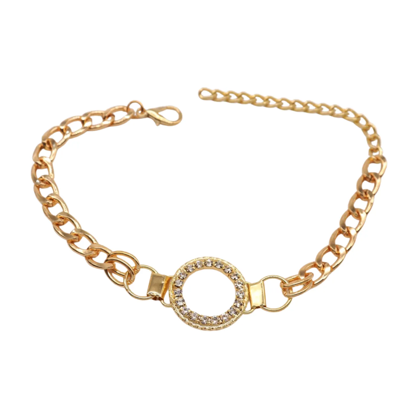 Women Gold Metal Boot Chain Bracelet Shoe Bling Circle Charm