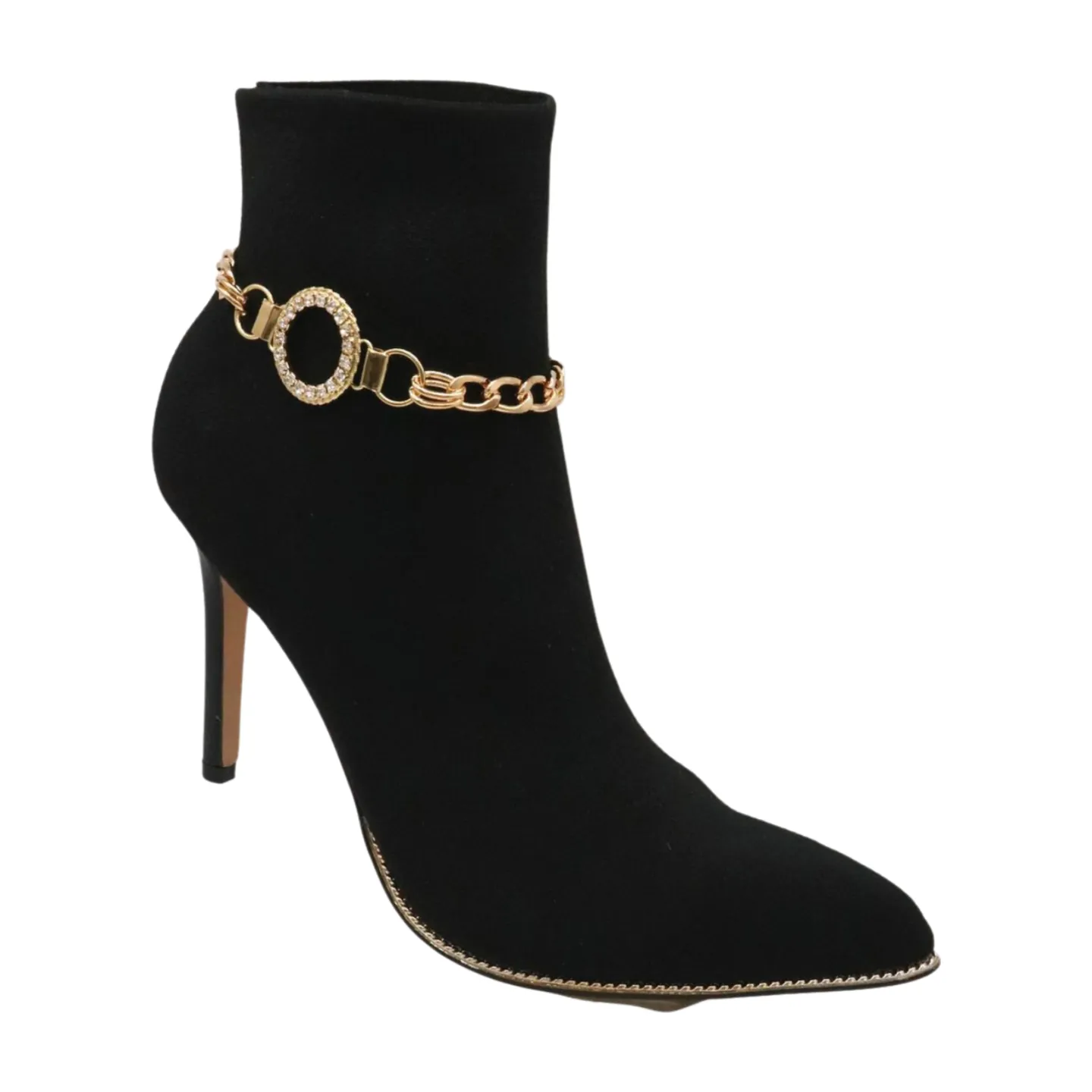 Women Gold Metal Boot Chain Bracelet Shoe Bling Circle Charm